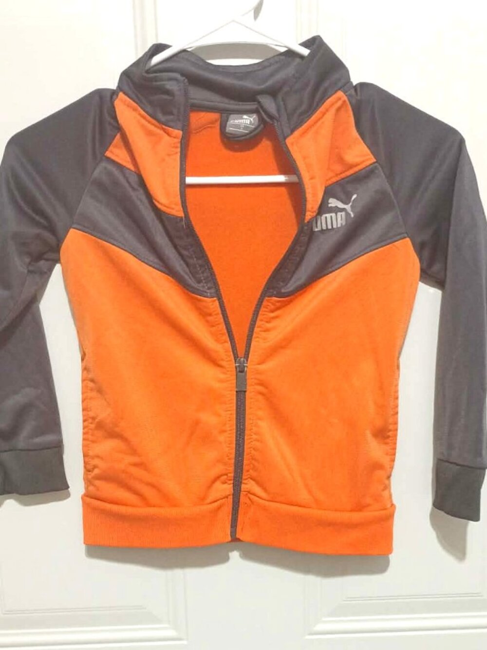PUMA Boys Zip Up Jacket, Orange and Gray, Back to school special